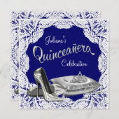 Royal Blue Quinceanera Einladung (Vorne/Hinten)