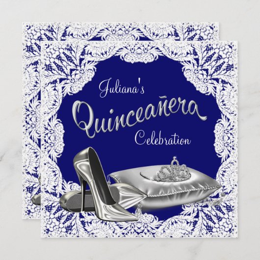 Royal Blue Quinceanera Einladung (Vorne/Hinten)
