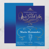 Royal Blue Quinceañera Einladungsvorlage Einladung (Vorne/Hinten)