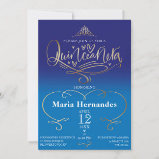 Royal Blue Quinceañera Einladungsvorlage Einladung