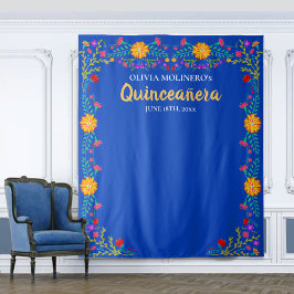 Royal Blue Quinceanera Foto Stand Hintergrund Wandteppich