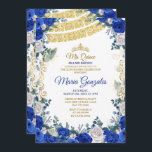 Royal Blue Quinceanera Mexican Girl 15. Geburtstag Einladung<br><div class="desc">Royal Blue Quinceanera und Rose Mexican Girl 15. Geburtstag EinladungMis Quince Anos,  15. Geburtstag, </div>