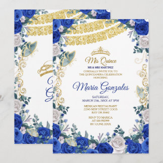 Royal Blue Quinceanera Mexican Girl 15. Geburtstag Einladung