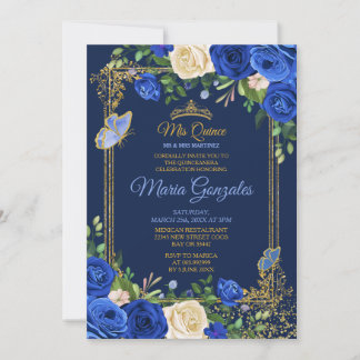 Royal Blue Quinceanera Mexican Girl 15. Geburtstag Einladung