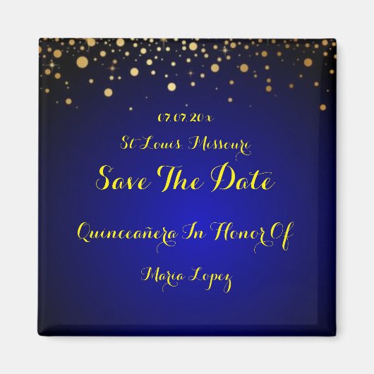 Royal Blue Quinceanera Speichern Sie das Date Magn Magnet (Vorne)