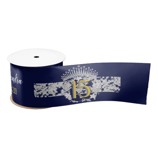 Royal Blue Quinceanera Vintag Boho Spanisch Satinband (Spule)