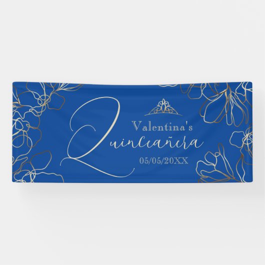 Royal Blue Quinceñera Banner (Horizontal)