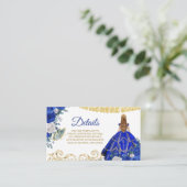 Royal Blue Quinceñera Detail Karte (Stehend Vorderseite)