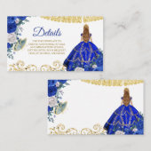 Royal Blue Quinceñera Detail Karte (Vorne/Hinten)