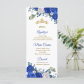 Royal Blue Quinceñera Menu Card Menükarte (Stehend Vorderseite)