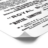 Royal Blue Railroad Line 1908 Poster (Ecke)