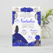 Royal Blue Ranchero Princess Quinceanera Einladung (Stehend Vorderseite)