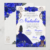 Royal Blue Ranchero Princess Quinceanera Einladung (Vorne/Hinten)