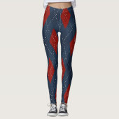 Royal Blue Raute Weihnachtsmuster Leggings (Vorderseite)
