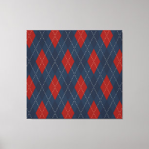 Royal Blue Raute Weihnachtsmuster Leinwanddruck