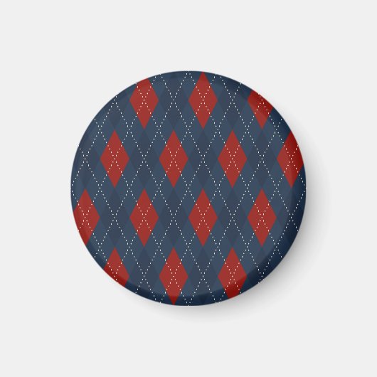 Royal Blue Raute Weihnachtsmuster Magnet (Vorne)