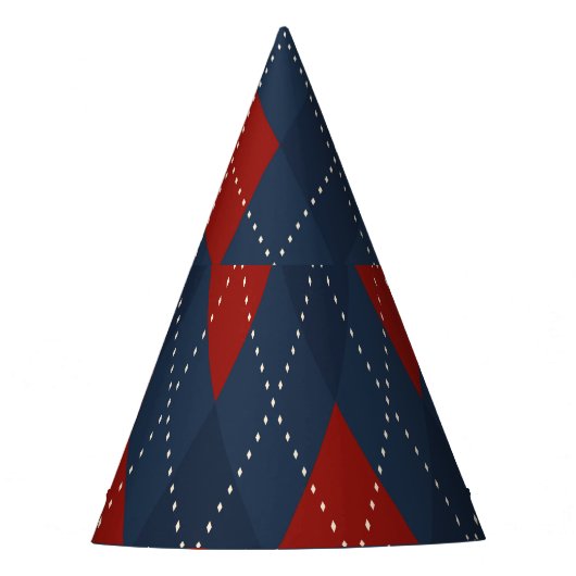Royal Blue Raute Weihnachtsmuster Partyhütchen (Vorderseite)