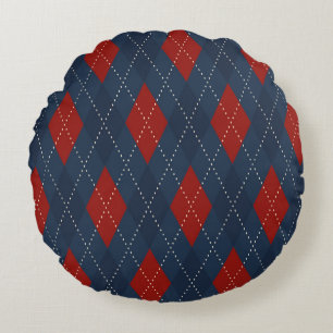 Royal Blue Raute Weihnachtsmuster Rundes Kissen
