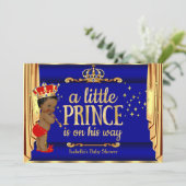 Royal Blue Red Drapes Prince Baby Shower Ethnic Einladung (Stehend Vorderseite)