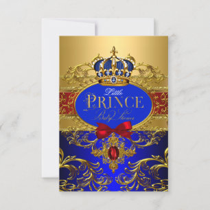 Royal Blue Red Litce Crown Baby Dusche Einladung