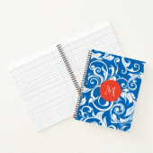 Royal Blue Red Wallpaper Swirl Monogram Notizbuch (Innenseite)