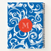 Royal Blue Red Wallpaper Swirl Monogram Notizbuch (Rückseite)