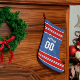 Royal Blue, Red & White Football Team Personalisie Kleiner Weihnachtsstrumpf