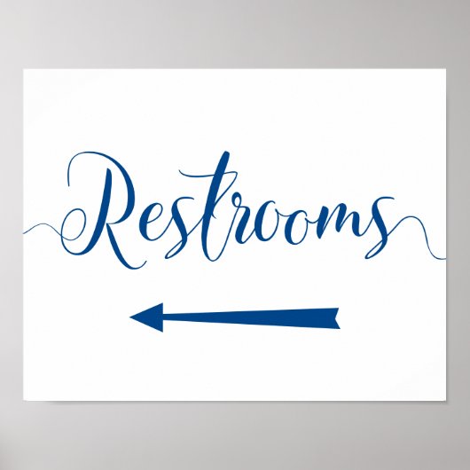 Royal Blue Restrooms Sign - Links Arrow-Richtung Poster (Vorne)