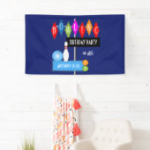 Royal Blue Retro Bowling Birthday Party Banner (Insitu)