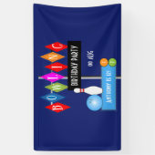 Royal Blue Retro Bowling Birthday Party Banner (Vertikal)