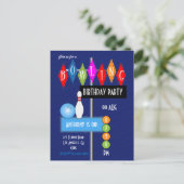 Royal Blue Retro Bowling Birthday Party Postkarte (Stehend Vorderseite)