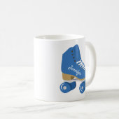 Royal Blue Retro Quad Roller Skate Personalisiert Kaffeetasse (VorderseiteRechts)