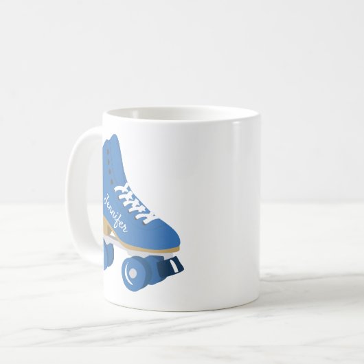 Royal Blue Retro Quad Roller Skate Personalized Kaffeetasse (Vorderseite Links)