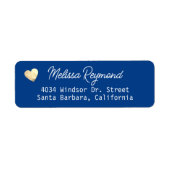 Royal Blue Return Address Label mit Herz und Name (Vorne)