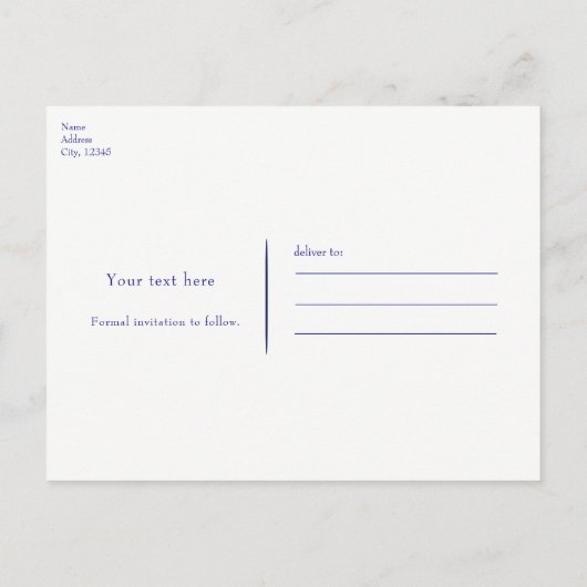 Royal Blue Ribbon & Diamonds Save the Date elegant Ankündigungspostkarte (Rückseite)