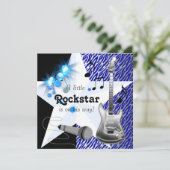 Royal Blue Rock Star Baby Dusche Einladung (Stehend Vorderseite)