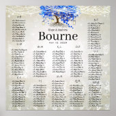 Royal Blue Romantic Heart Leaf Tree Poster (Vorne)