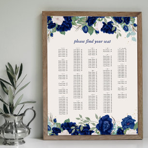 Royal Blue Rose Alphabetisierungstabelle Poster