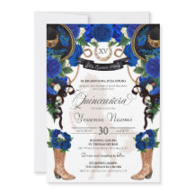 Royal Blue Rose & Black Western Charro Quinceanera