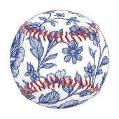Royal Blue Rose Blumenmuster Baseball (Rückseite)