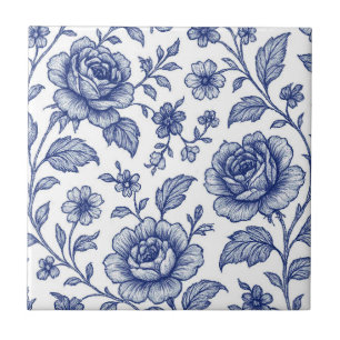 Royal Blue Rose Blumenmuster Fliese
