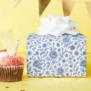 Royal Blue Rose Blumenmuster Geschenkpapier