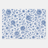 Royal Blue Rose Blumenmuster Geschenkpapier Set (Vorderseite 2)