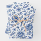 Royal Blue Rose Blumenmuster Geschenkpapier Set (Beispiel)