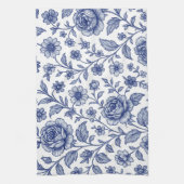 Royal Blue Rose Blumenmuster Geschirrtuch (Vertikal)