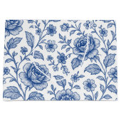 Royal Blue Rose Blumenmuster Große Geschenktüte (Vorderseite)
