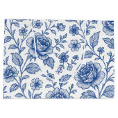 Royal Blue Rose Blumenmuster Große Geschenktüte (Rückseite)