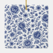 Royal Blue Rose Blumenmuster Keramikornament (Rückseite)