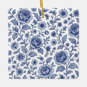 Royal Blue Rose Blumenmuster Keramikornament