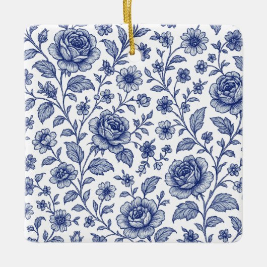 Royal Blue Rose Blumenmuster Keramikornament (Vorderseite)